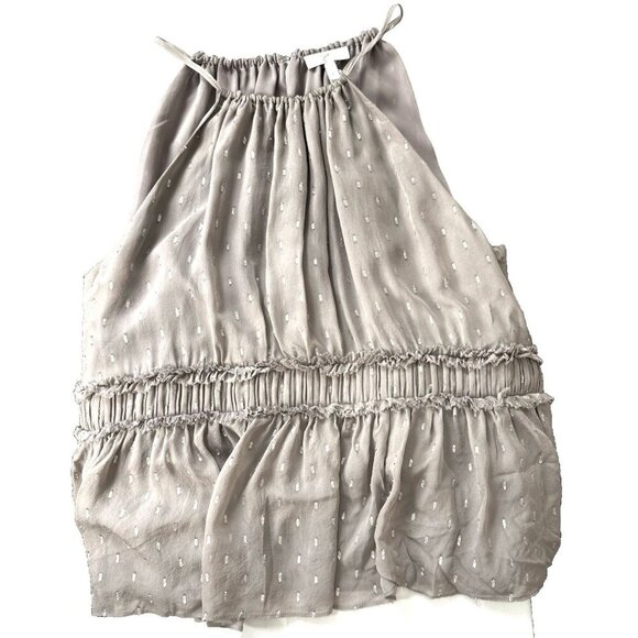 Joie Silk Gray Silver Metallic Dot Cami L Peplum Romantic Minimalist Chic - Picture 6 of 12